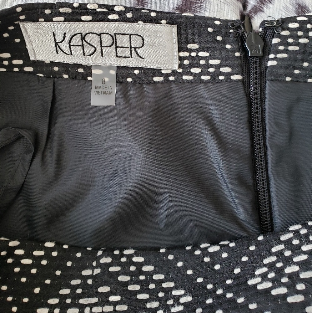 Kasper Black & White Geo Jacquard Skirt Sz 8 - Picture 7 of 8